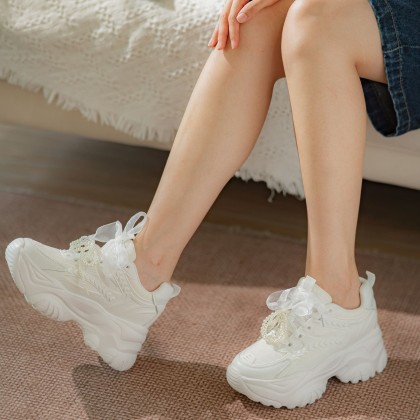 Enhanced Lovely Breathable Sneakers (Pearl) 爱心透气老爹款