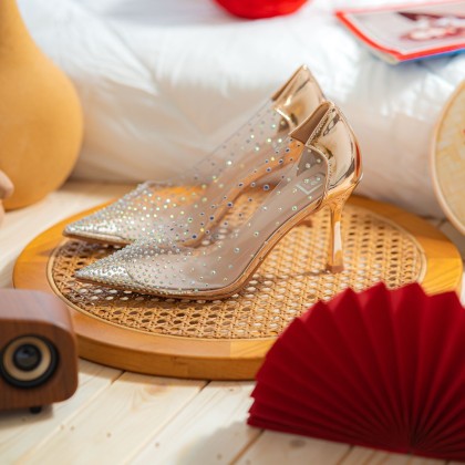 Crystal Bright Pointed High Heels 水晶玻璃细跟款