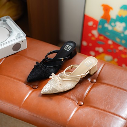 Convertible Lace Slip On Mules 蕾丝两穿款