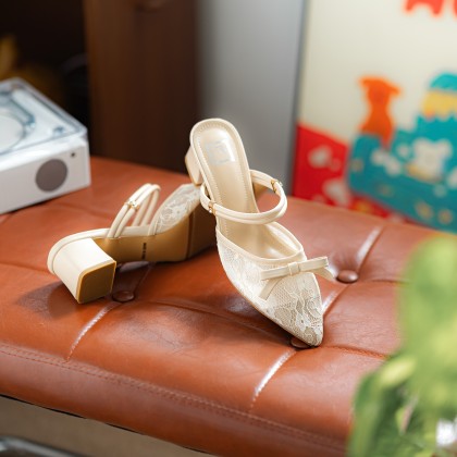 Convertible Lace Slip On Mules 蕾丝两穿款