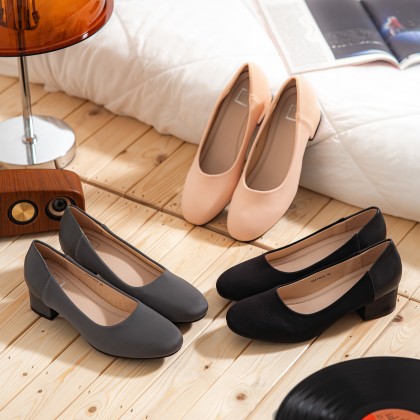 Floss-silk Wide-fit Block Heels 棉质宽版款