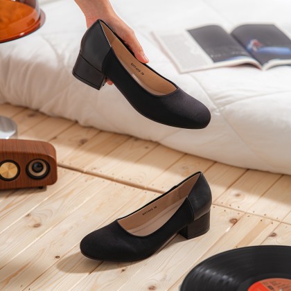 Floss-silk Wide-fit Block Heels 棉质宽版款